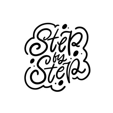 Dekoratif harflerle adım adım yaratıcı bir ifade. Pozitif olmak için motive edici ve ilham verici bir tasarım..