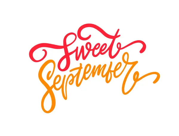 Stock vector Vibrant Sweet September lettering with artistic red and orange script. Perfect for autumn themed designs.