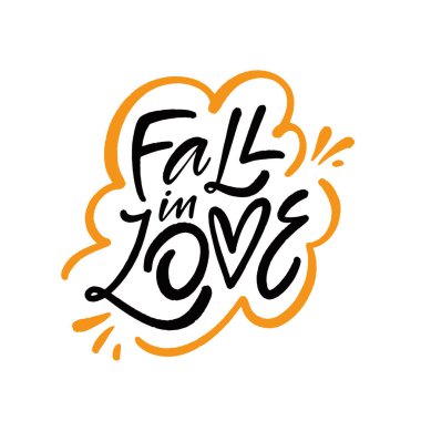 Yaratıcı Âşık Olma Çizgisi. Turuncu bir taslak. Romantizm için mükemmel..