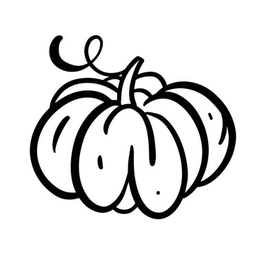 Minimalist ve basit bir balkabağı taslağı. Sonbahar temalı tasarımlar ve Cadılar Bayramı ile ilgili sanat eserleri için ideal.