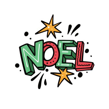 Neşeli ve renkli bir Noel tasarımı. Neşeli patlamalar ve ışıldayan yıldızlarla süslenmiş. Bayram temaları için mükemmel.