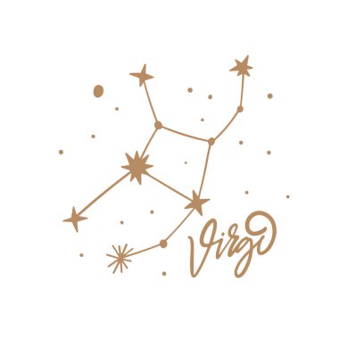 Parlak yıldızlarla süslenmiş Başak takımyıldızını içeren şık ve şık bir tasarım. Zodiac hayranları için ideal.