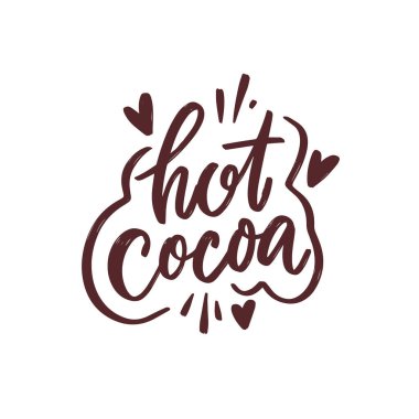 Charming hot cocoa typography adorned with heart motifs, ideal for winter and creating cozy, warm vibes clipart