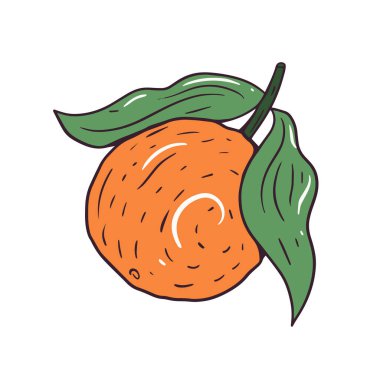 Canlı ve sanatsal bir illüstrasyon, çeşitli tasarım projeleri için mükemmel olan yapraklı bir portakal sergiliyor.