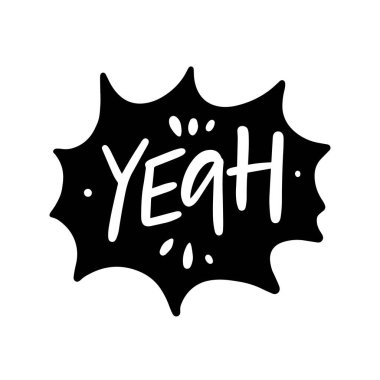 Neşeli, eğlenceli bir illüstrasyon. Evet, komik, komik bir konuşma balonu tasarımı içinde.