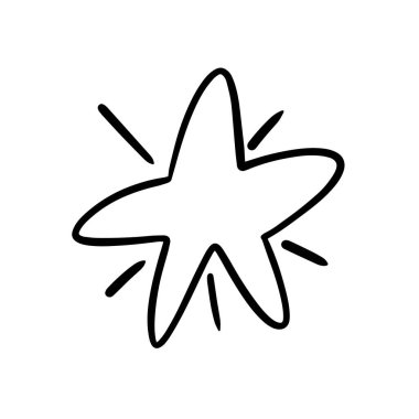 Modern tasarımlar için mükemmel, ışıl ışıl çizgileri olan şık bir yıldızın zarif minimalist siyah çizgisi.