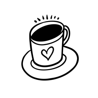 Bu kahve fincanı çizimi kahve severler için mükemmeldir ve sıcak bir neşe verir.