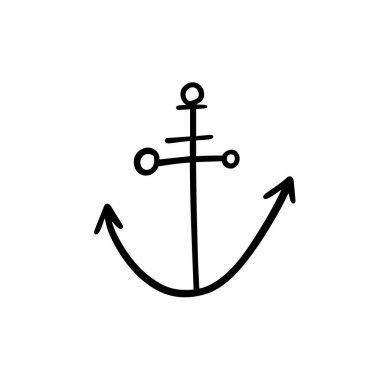 Denizcilik, denizcilik ya da macera temaları için mükemmel bir minimalist siyah sunucu sembolü.