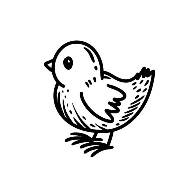 Çocuk tasarımları, doğa temaları ve eğlenceli projeler için harika el yapımı kuş çizimi..