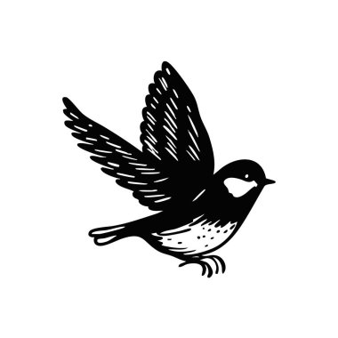 Havada süzülen bir kuşun sanatsal silueti. Şık doğa temalı tasarımlar ve çizimler için mükemmel.