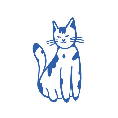 Mavi kedinin bu şirin çizimi çeşitli tasarım, marka ve petrolle ilgili projeler için idealdir.