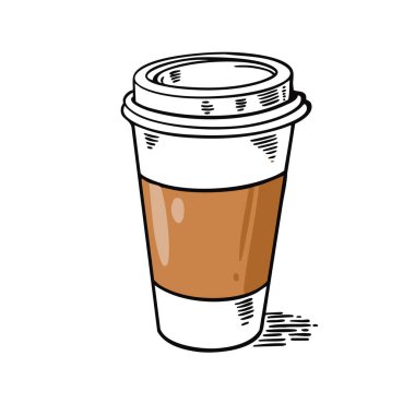 Bu bir kahve fincanının gösterişli ve sanatsal bir tasviri, herhangi bir içecek medyası veya içeriği için ideal.