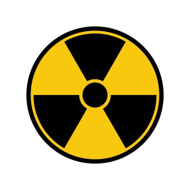 Radyasyon tehlike simgesi. Radyoaktif tehdit alarmı. Nükleer uyarı sembolü. Vektör illüstrasyonu.