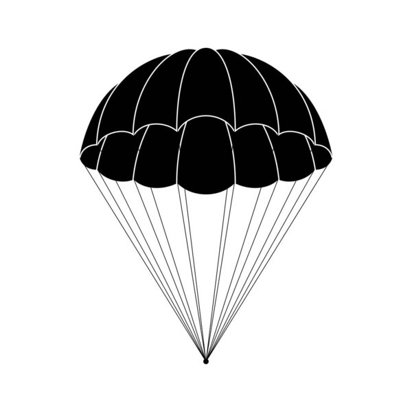 Parachute icon isolated on white background. Free descent and flight in space delivery gifts and goods with sudden pleasant surprise help. Vector illustration.