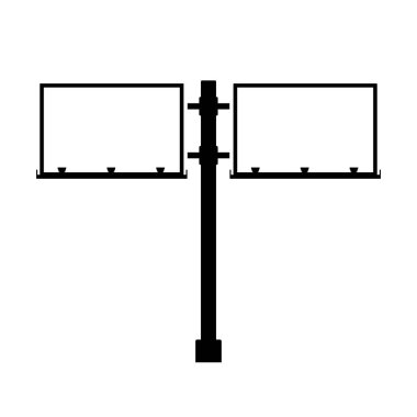 Billboard boş simgesi. Beyaz arkaplanda boş ilan panosu var. Reklam medyası için açık hava pankartı geniş formatta. Açık hava reklam afişi şablonu. Reklam ortamı için boş fatura tahtası.