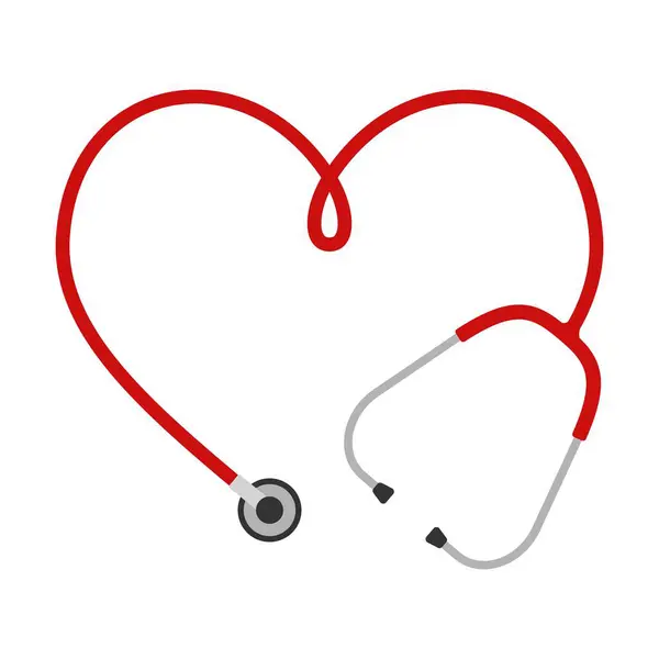 ホワイトバックで分離された心臓形状の医療ステスコープ 医師の医療コンセプトのためのツール 患者の体を調べるために看護師の診断装置の健康管理 ベクトルイラスト — ストックベクタ