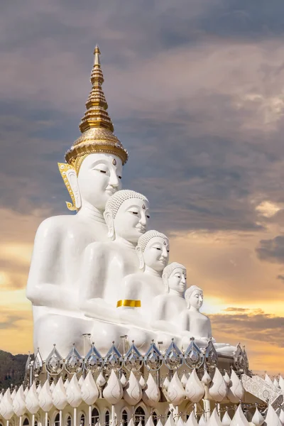 stock image Wat Phra That Pha Kaew, Phetchabun is one of the top Thailand famous temples with a huge five white jade buddhas layered statue sitting on the big lotus, called The Sanctuary of the Five Buddhas.