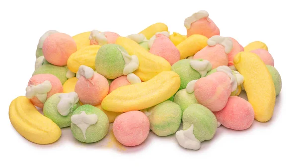 stock image Mix of jelly colorful candys and marshmallows isolated on a white background. 