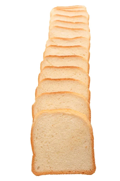 Delicious Bread Slices Isolated White Background Top View — Stock Photo, Image