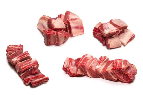 Raw Beef Ribs Isolated White Background Top View — Stock Photo, Image