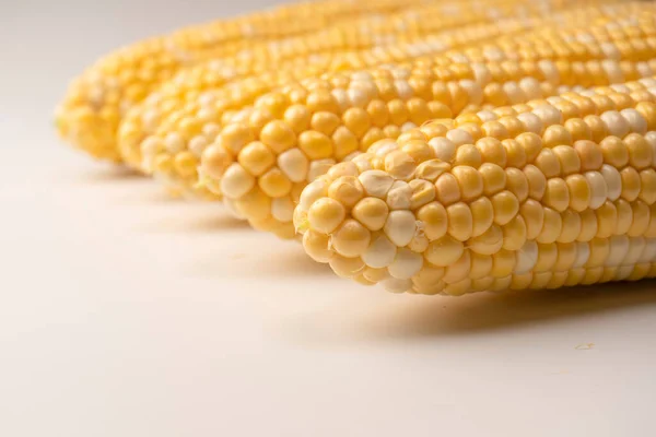 Yellow Sweet Corn Isolated White Background Copyspace — Fotografia de Stock