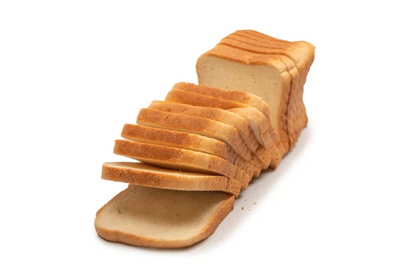 Lahodné Plátky Chleba Izolované Bílém Pozadí Horní Pohled — Stock fotografie