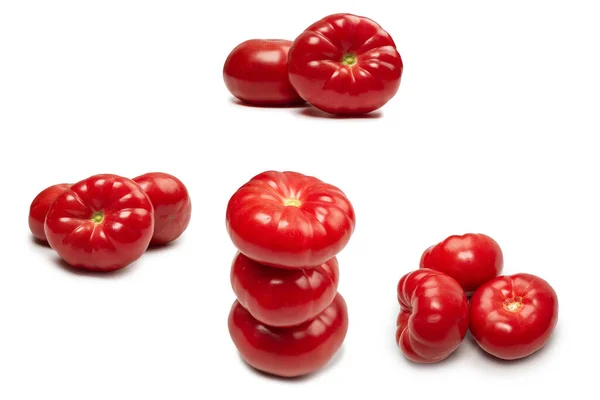 Κόκκινη Φρέσκια Ντομάτα Απομονωμένη Λευκό Φόντο — Φωτογραφία Αρχείου