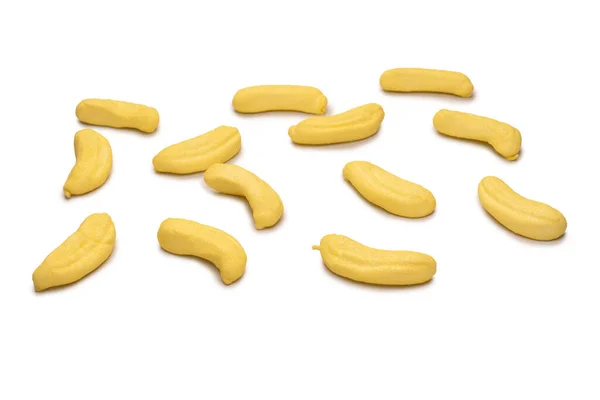 Yellow Banana Marshmallow Candy Isolated White Background — Foto Stock