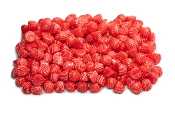 Czerwone Okrągłe Smaczne Gumowe Cukierki Lolowane Białym Tle — Zdjęcie stockowe