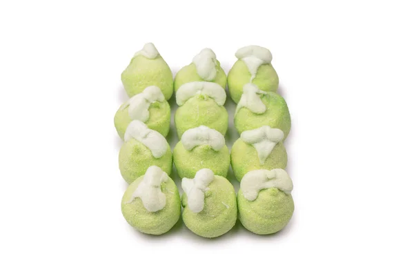 Green Marshmallow Candy Isolated White Background — 스톡 사진