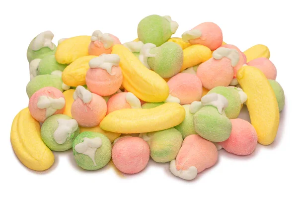 Mix Jelly Colorful Candys Marshmallows Isolated White Background — Photo