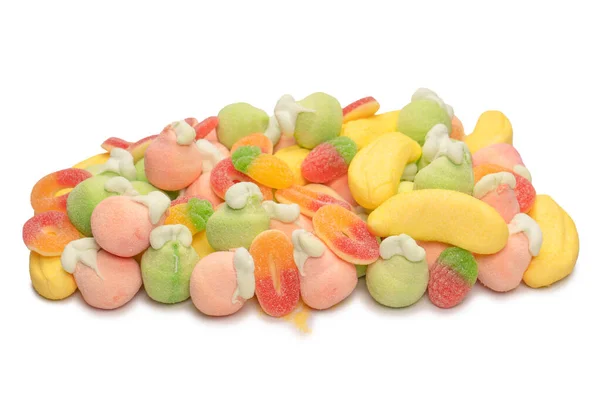 Mix Jelly Colorful Candys Marshmallows Isolated White Background — Zdjęcie stockowe