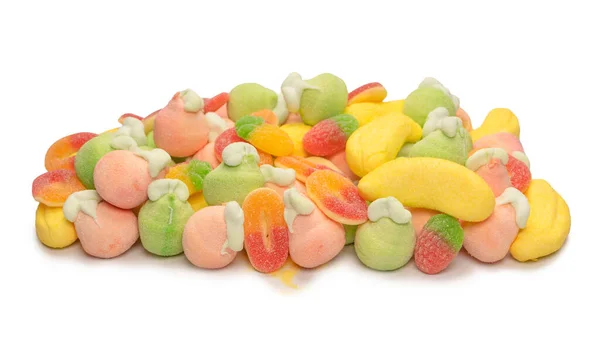 Mix Jelly Colorful Candys Marshmallows Isolated White Background — Stock Photo, Image