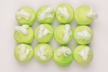 Green marshmallow candy isolated on a white background. 