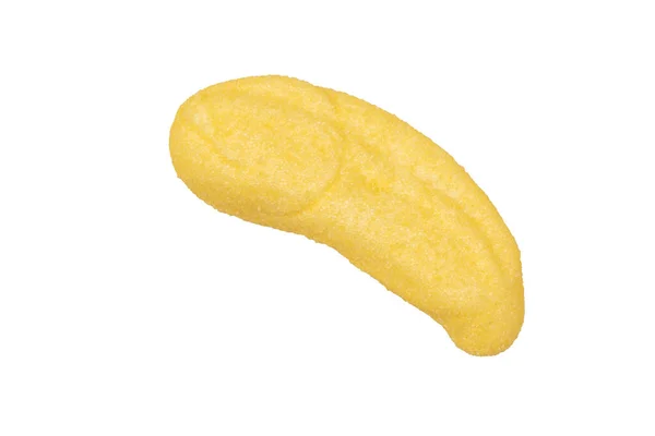 Yellow Banana Marshmallow Candy Isolated White Background — Zdjęcie stockowe