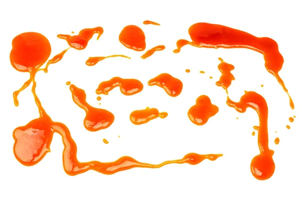 Оранжевый Соус Брызги Изолированы Белом Фоне Вид Сверху — стоковое фото