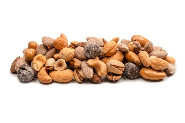 Míchané Chutné Slané Ořechy Skupina Mandlí Pistácií Vlašských Ořechů Makadamií — Stock fotografie