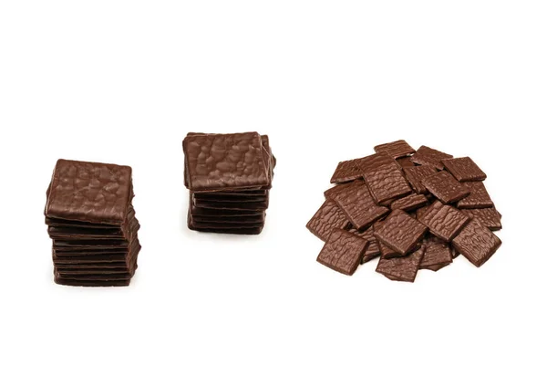 Dulces Chocolate Negro Aislados Sobre Fondo Blanco — Foto de Stock