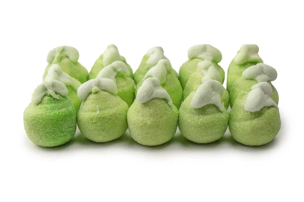 Green Marshmallow Candy Isolated White Background — Stockfoto