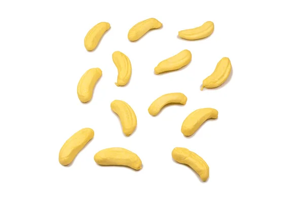 Yellow Banana Marshmallow Candy Isolated White Background — Stock Fotó