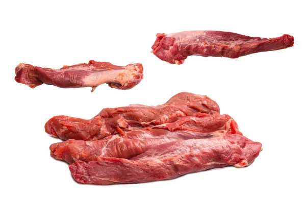 Raw Pork Tenderloin Isolated White Background Fresh Meat — Zdjęcie stockowe