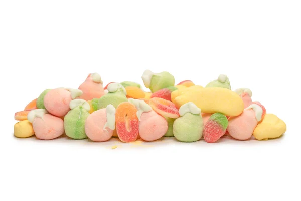 Mix Jelly Colorful Candys Marshmallows Isolated White Background — Stock fotografie
