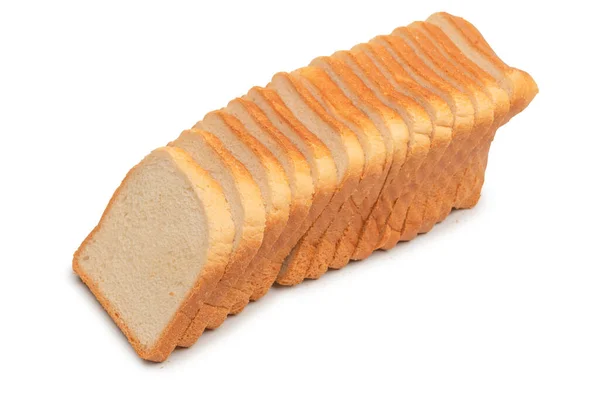 Heerlijk Brood Plakjes Geïsoleerd Een Witte Achtergrond Bovenaanzicht — Stockfoto