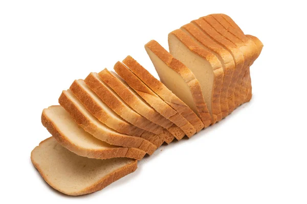 Смачні Скибочки Хліба Ізольовані Білому Тлі Вид Зверху — стокове фото