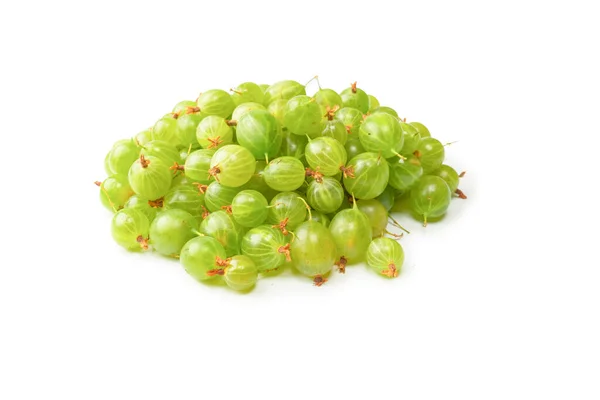 Group Fresh Gooseberries Isolated White Background — стоковое фото