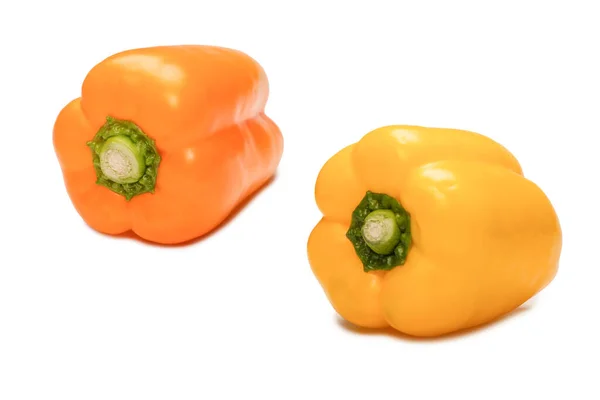 Orange Bell Pepper Isolated White Background Top View Copy Space — Stok fotoğraf