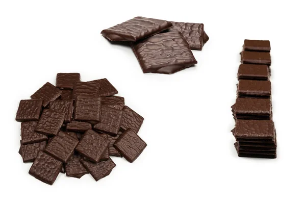 Sötét Csokoládé Cukorka Elszigetelt Fehér Alapon — Stock Fotó