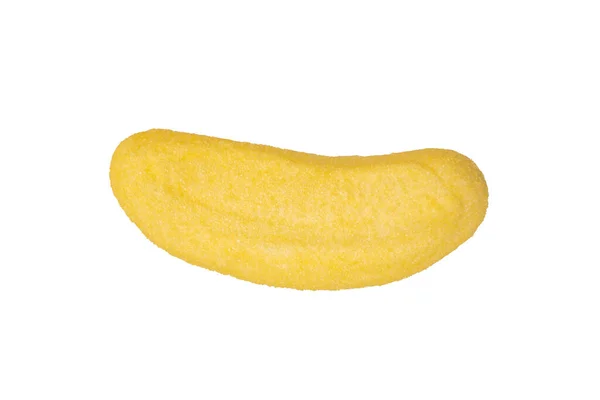 Yellow Banana Marshmallow Candy Isolated White Background — Stock Photo, Image