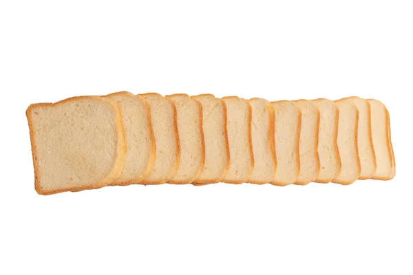 Heerlijk Brood Plakjes Geïsoleerd Een Witte Achtergrond Bovenaanzicht — Stockfoto