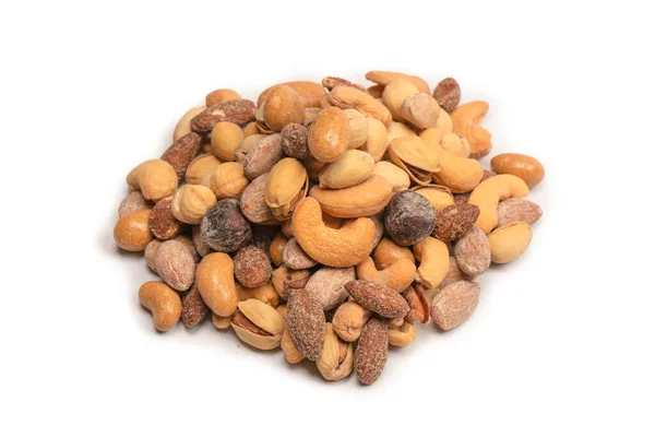 Campuran Kacang Asin Lezat Sekelompok Kacang Almond Pistachio Kenari Macadamia — Stok Foto